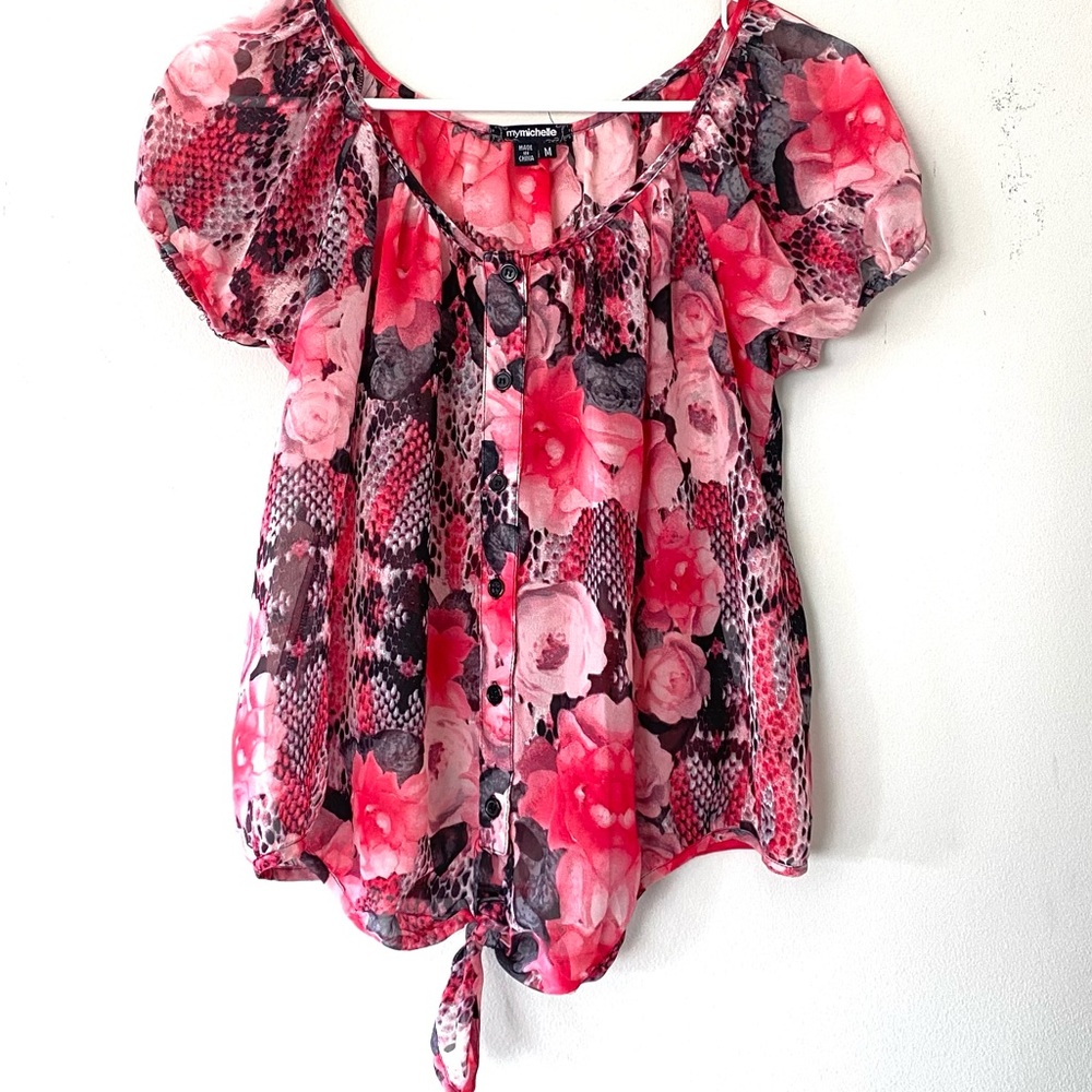 My Michelle floral chiffon top - medium